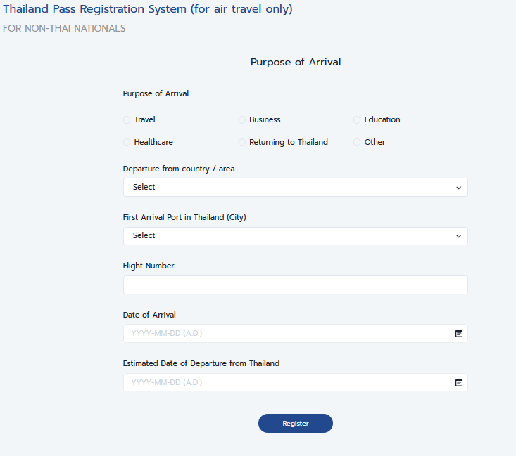 Einreise mit Thailand Pass mit QR Code beantragen - persönliche Daten