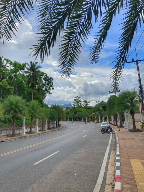 Krabi Ao Nang schöne Straße mit Palmen