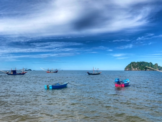 fischerboote am Golf von Thailand