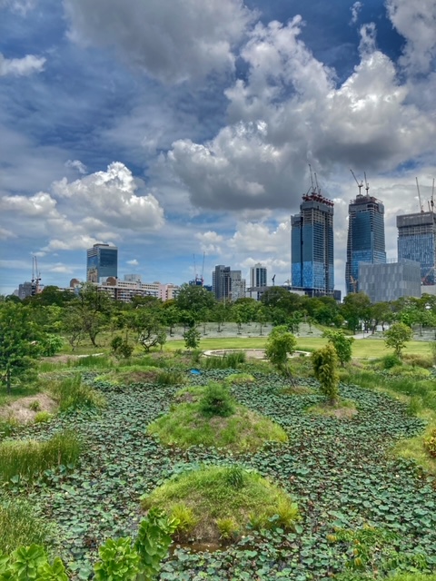 benjakitti park, blick auf bangkok one