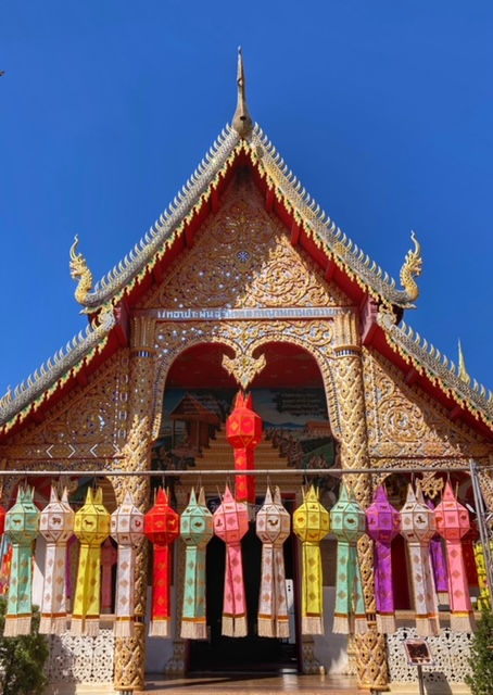 Lampang nordthailand tempel, laternen